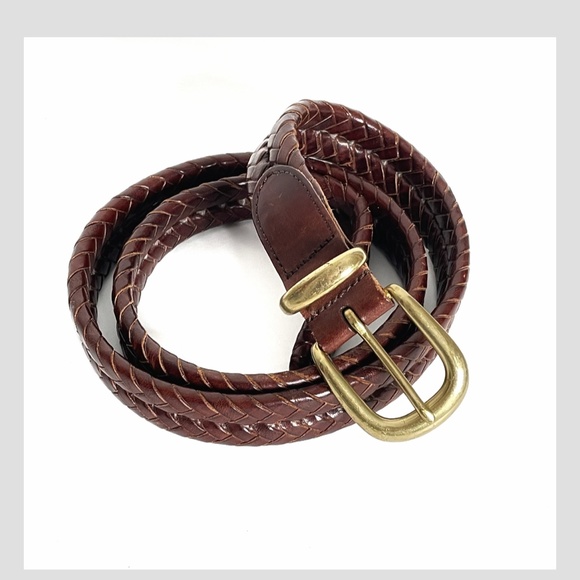 Coach Other - Coach Belt Woven Leather Braided Cognac Brown Adjustable Brushed Gold Buckle